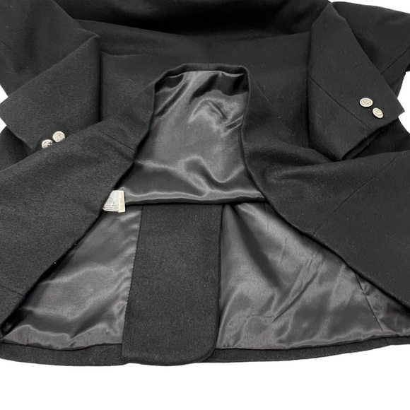 VTG Dumas Wool Car Coat Black Size 16 Double Breasted Crest Buttons Notch Collar - Picture 9 of 14